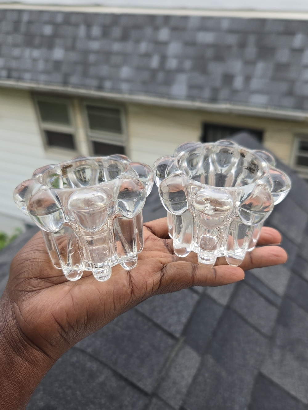 Vintage Reims France Crystal Candle Holders Set Of 2
